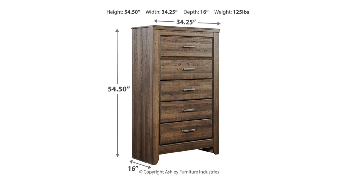 Juararo King/California King Panel Headboard Bed with Mirrored Dresser, Chest and 2 Nightstands in Dark Brown from Ashley - Luna Furniture
