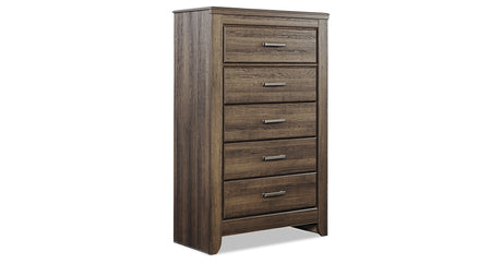 Juararo Dark Brown King Poster Bed, Dresser, Chest and Nightstand from Ashley Furniture - Luna Furniture