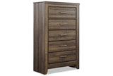 Juararo Queen Panel Bed with Mirrored Dresser, Chest and 2 Nightstands in Dark Brown from Ashley Furniture - Luna Furniture
