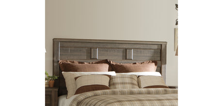 Juararo King/California King Panel Headboard Bed with Mirrored Dresser and 2 Nightstands in Dark Brown from Ashley Furniture - Luna Furniture