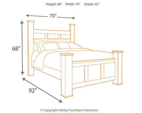 Juararo Queen Poster Bed with Mirrored Dresser in Dark Brown from Ashley Furniture - Luna Furniture