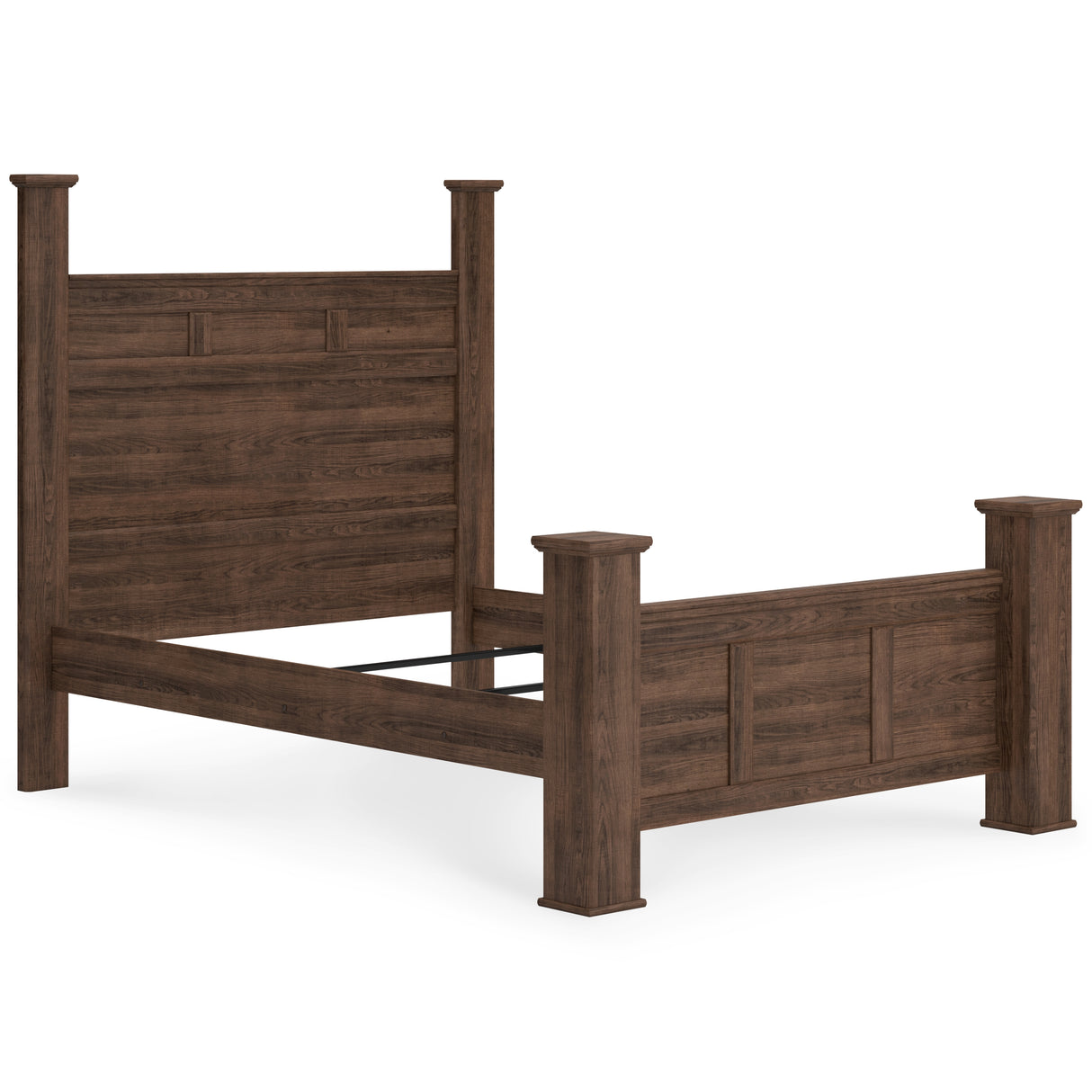 Juararo Queen Poster Bed with Mirrored Dresser and Chest in Dark Brown from Ashley Furniture - Luna Furniture