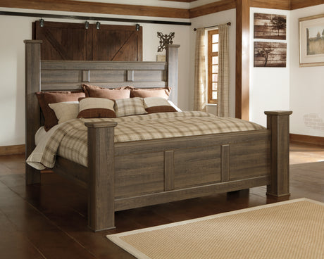 Juararo Dark Brown California King Poster Bed from Ashley - Luna Furniture