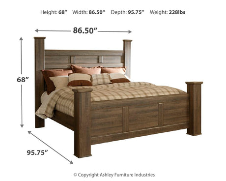 Juararo Dark Brown California King Poster Bed from Ashley - Luna Furniture