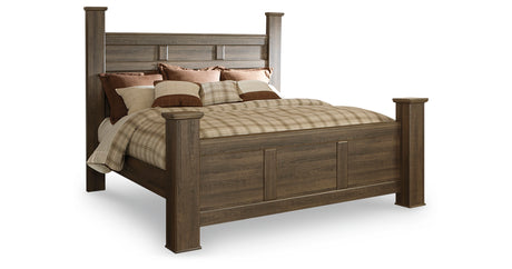 Juararo Dark Brown California King Poster Bed from Ashley - Luna Furniture