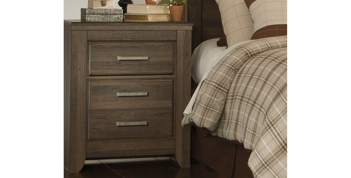 Juararo California King Panel Bed with Mirrored Dresser, Chest and 2 Nightstands in Dark Brown from Ashley - Luna Furniture