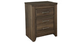 Juararo King Panel Bed with Mirrored Dresser, Chest and 2 Nightstands in Dark Brown from Ashley - Luna Furniture