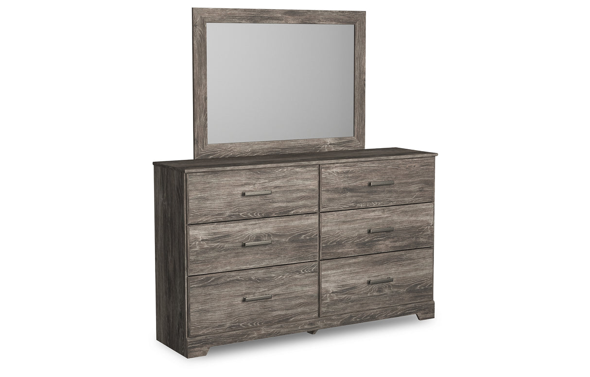 Ralinksi Queen Panel Bed with Mirrored Dresser and Nightstand in Gray from Ashley Furniture - Luna Furniture