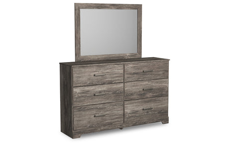 Ralinksi King Panel Bed with Mirrored Dresser and 2 Nightstands in Gray from Ashley Furniture - Luna Furniture