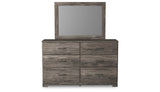 Ralinksi Full Panel Bed with Mirrored Dresser, Chest and 2 Nightstands in Gray from Ashley Furniture - Luna Furniture