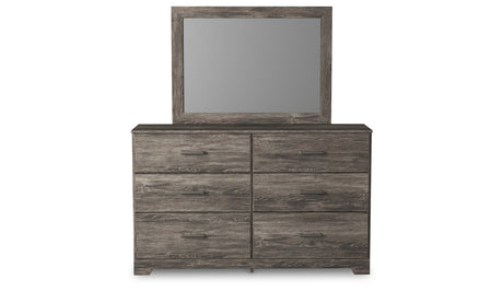 Ralinksi Queen Panel Bed with Mirrored Dresser and 2 Nightstands in Gray from Ashley - Luna Furniture