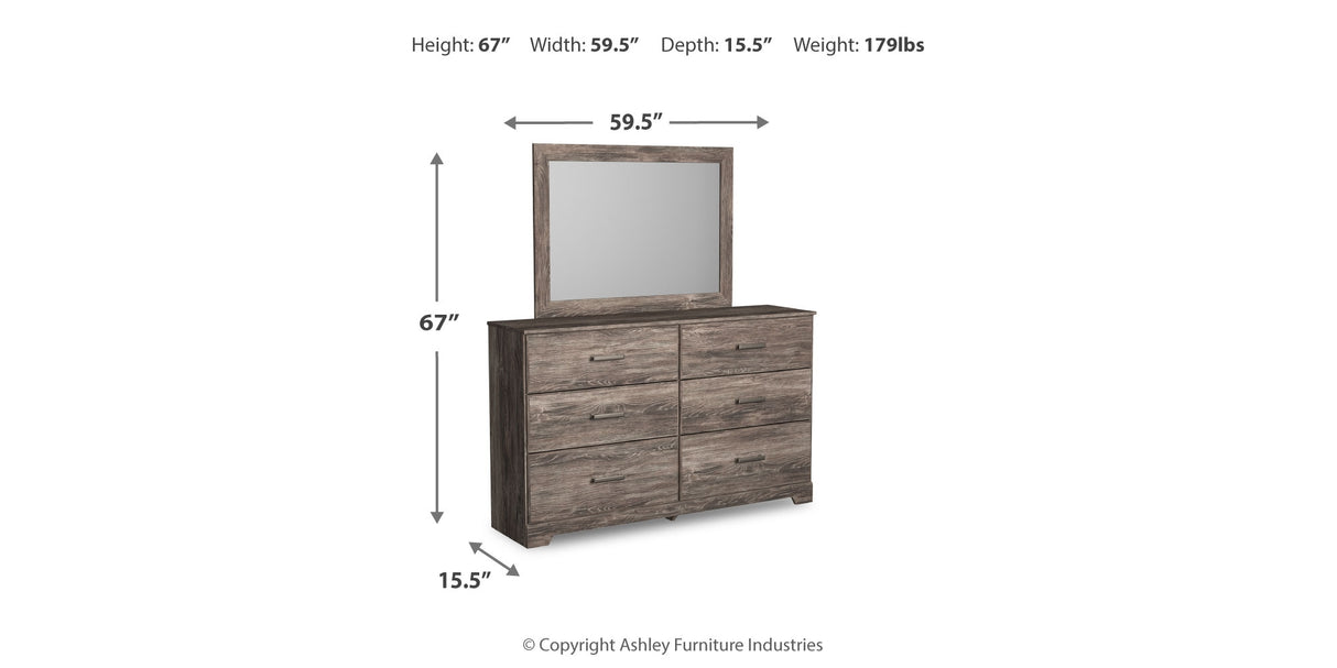 Ralinksi Queen Panel Bed with Mirrored Dresser and 2 Nightstands in Gray from Ashley Furniture - Luna Furniture