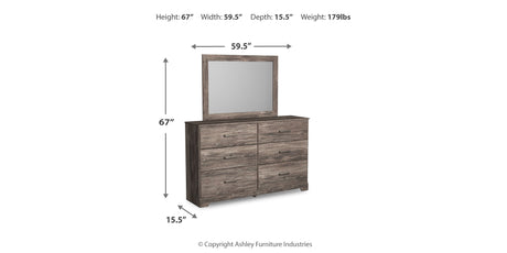 Ralinksi Queen Panel Bed with Mirrored Dresser, Chest and 2 Nightstands in Gray from Ashley Furniture - Luna Furniture