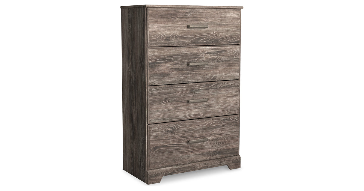 Ralinksi King Panel Bed with Mirrored Dresser, Chest and Nightstand in Gray from Ashley Furniture - Luna Furniture
