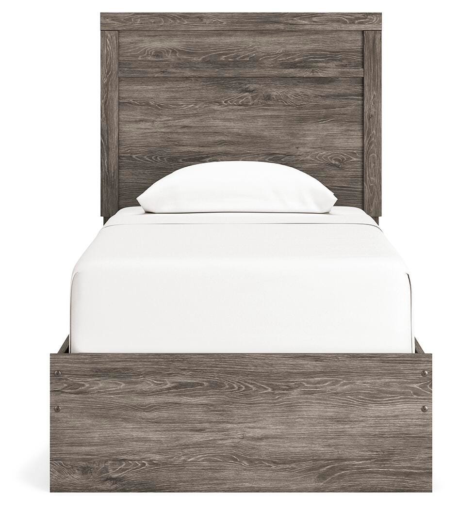 Ralinksi Gray Twin Panel Bed with Mirrored Dresser from Ashley Furniture - Luna Furniture