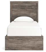 Ralinksi Gray Twin Panel Bed with Mirrored Dresser from Ashley Furniture - Luna Furniture