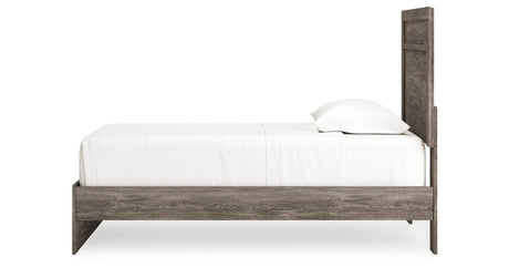 Ralinksi Twin Panel Bed with Mirrored Dresser and 2 Nightstands in Gray from Ashley - Luna Furniture