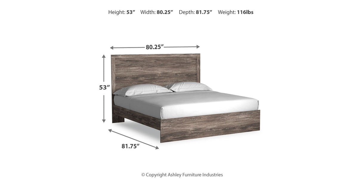Ralinksi King Panel Bed with Mirrored Dresser and Chest in Gray from Ashley Furniture - Luna Furniture