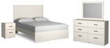 Stelsie White Queen Panel Bed with Dresser, Mirror and Nightstand from Ashley Furniture - Luna Furniture