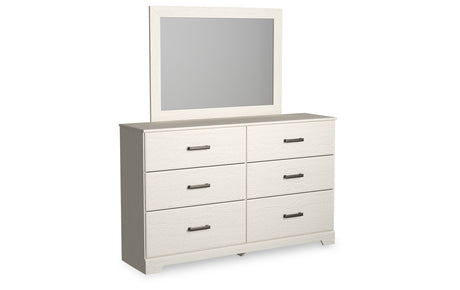 Stelsie Twin Panel Bed with Mirrored Dresser and Chest in White from Ashley - Luna Furniture