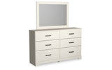 Stelsie Queen Panel Bed with Mirrored Dresser and Nightstand in White from Ashley Furniture - Luna Furniture
