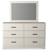 Stelsie White Queen Panel Bed with Dresser, Mirror and Nightstand from Ashley Furniture - Luna Furniture