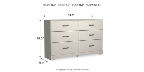 Stelsie Twin Panel Bed with Dresser in White from Ashley - Luna Furniture