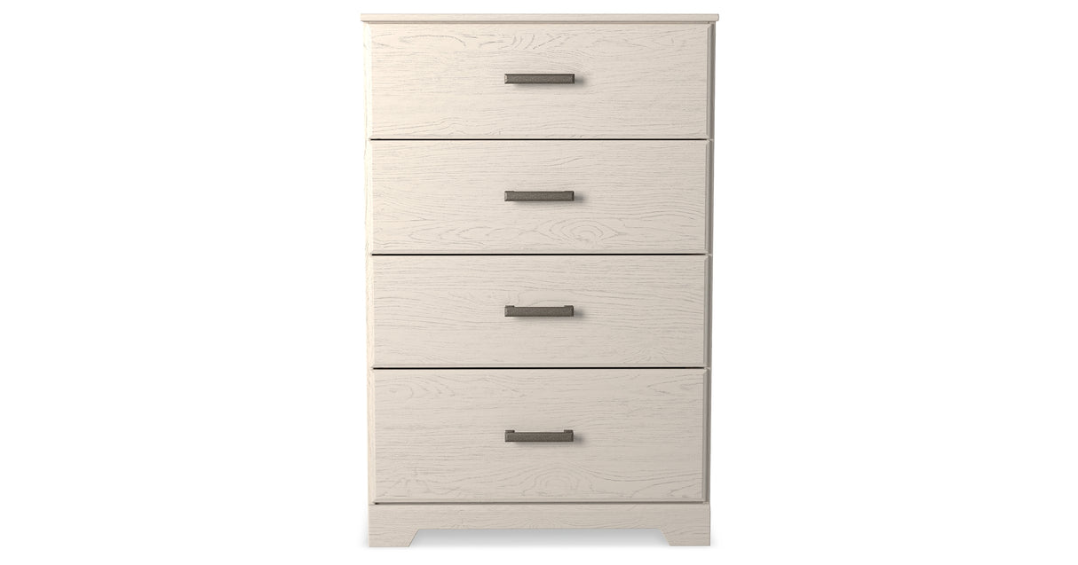 Stelsie Twin Panel Bed with Mirrored Dresser and Chest in White from Ashley - Luna Furniture