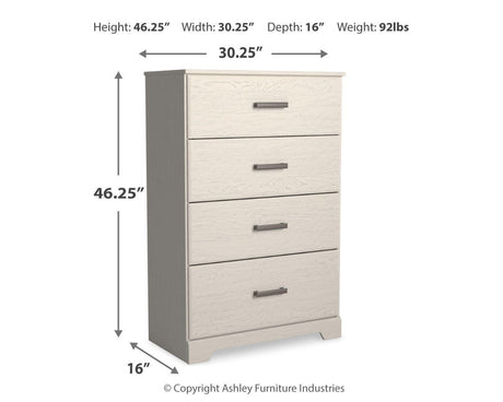 Stelsie White King Panel Bed, Dresser, Mirror, Chest and 2 Nightstands from Ashley - Luna Furniture