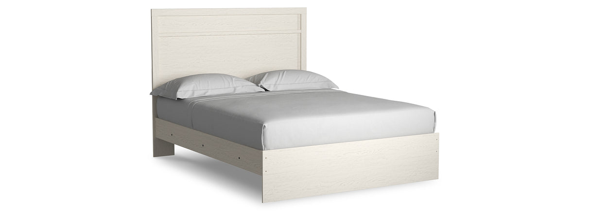 Stelsie Queen Panel Bed with Mirrored Dresser and Nightstand in White from Ashley Furniture - Luna Furniture