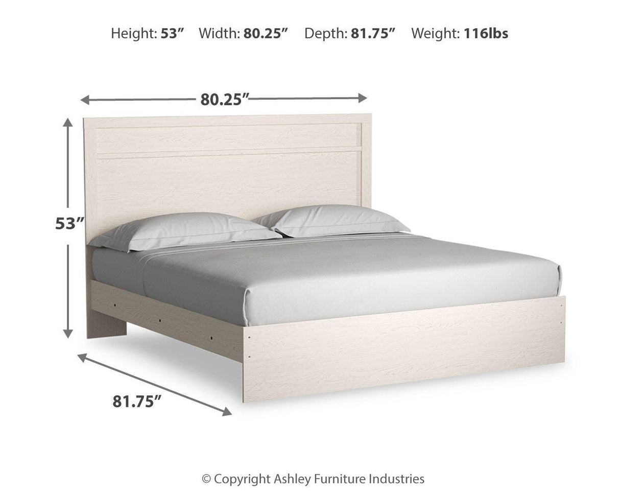 Stelsie White King Panel Bed from Ashley - Luna Furniture