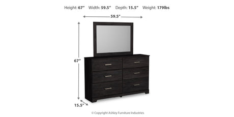Belachime Dark Charcoal King Panel Bed, Dresser Mirror and 2 Nightstands from Ashley Furniture - Luna Furniture