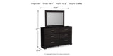 Belachime King Panel Bed with Mirrored Dresser, Chest and 2 Nightstands in Charcoal from Ashley Furniture - Luna Furniture