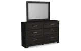 Belachime Queen Panel Bed with Mirrored Dresser, Chest and 2 Nightstands in Charcoal from Ashley Furniture - Luna Furniture