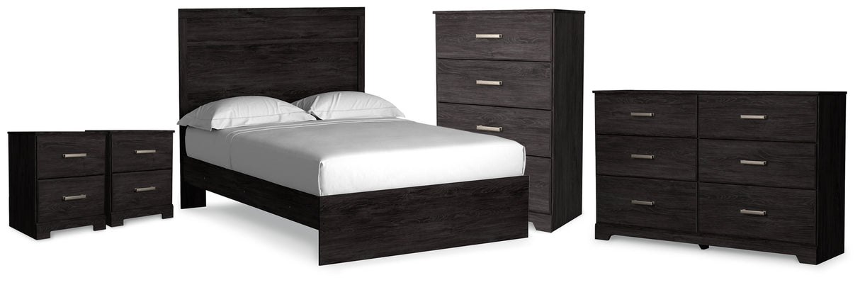 Belachime Charcoal Full Panel Bed with Dresser, Chest and 2 Nightstands from Ashley Furniture - Luna Furniture