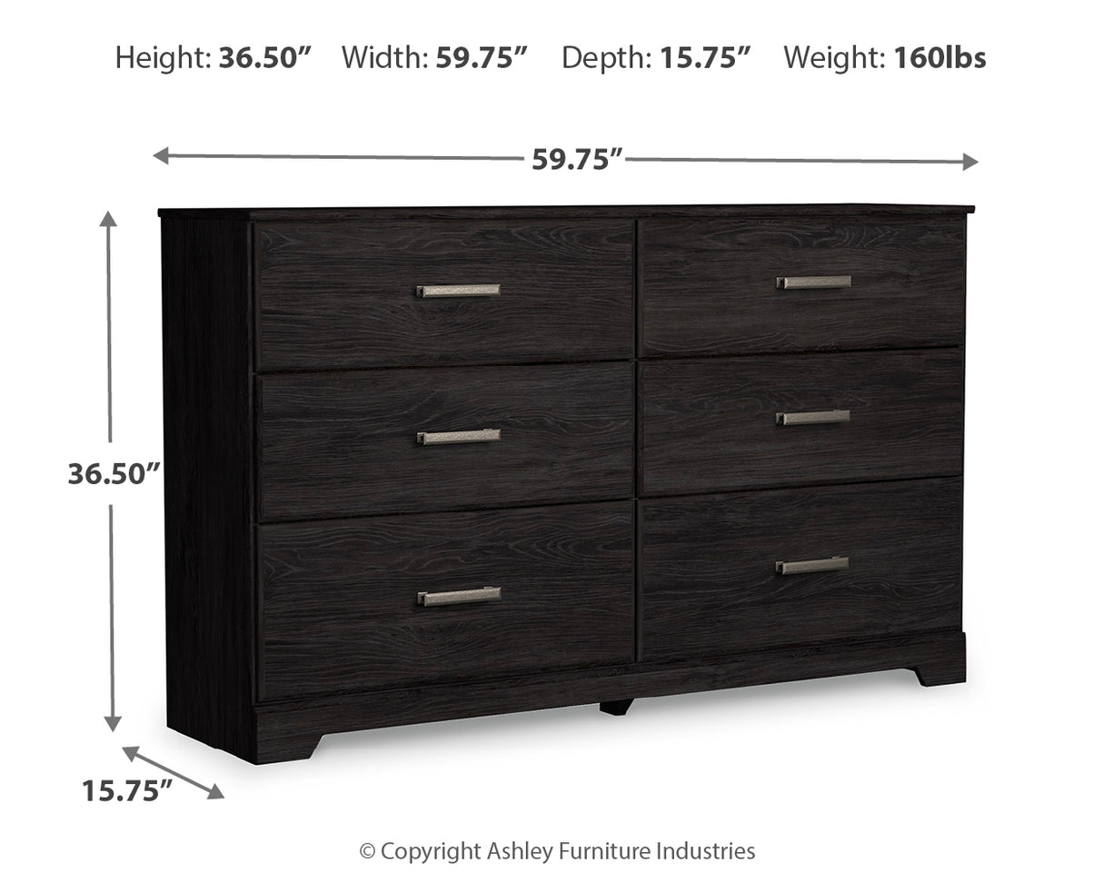 Belachime Full Panel Bed with Dresser and 2 Nightstands in Charcoal from Ashley - Luna Furniture
