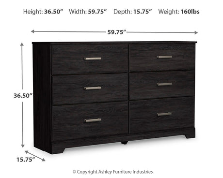 Belachime Charcoal Full Panel Bed with Dresser, Chest and 2 Nightstands from Ashley - Luna Furniture