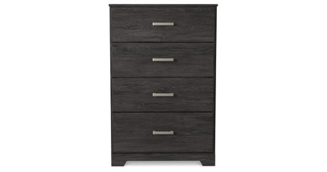 Belachime King Panel Bed with Mirrored Dresser and Chest in Charcoal from Ashley Furniture - Luna Furniture