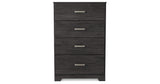 Belachime Queen Panel Bed with Mirrored Dresser, Chest and 2 Nightstands in Charcoal from Ashley Furniture - Luna Furniture