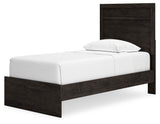 Belachime Charcoal Twin Panel Bed with Mirrored Dresser from Ashley Furniture - Luna Furniture