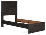 Belachime Charcoal Twin Panel Bed with Mirrored Dresser from Ashley Furniture - Luna Furniture