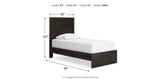 Belachime Twin Panel Bed with Mirrored Dresser, Chest and Nightstand in Charcoal from Ashley Furniture - Luna Furniture
