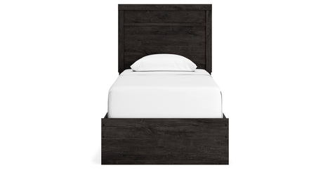 Belachime Twin Panel Bed with Mirrored Dresser in Charcoal from Ashley - Luna Furniture