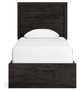 Belachime Charcoal Twin Panel Bed with Mirrored Dresser from Ashley Furniture - Luna Furniture