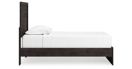 Belachime Twin Panel Bed with Mirrored Dresser and 2 Nightstands in Charcoal from Ashley - Luna Furniture