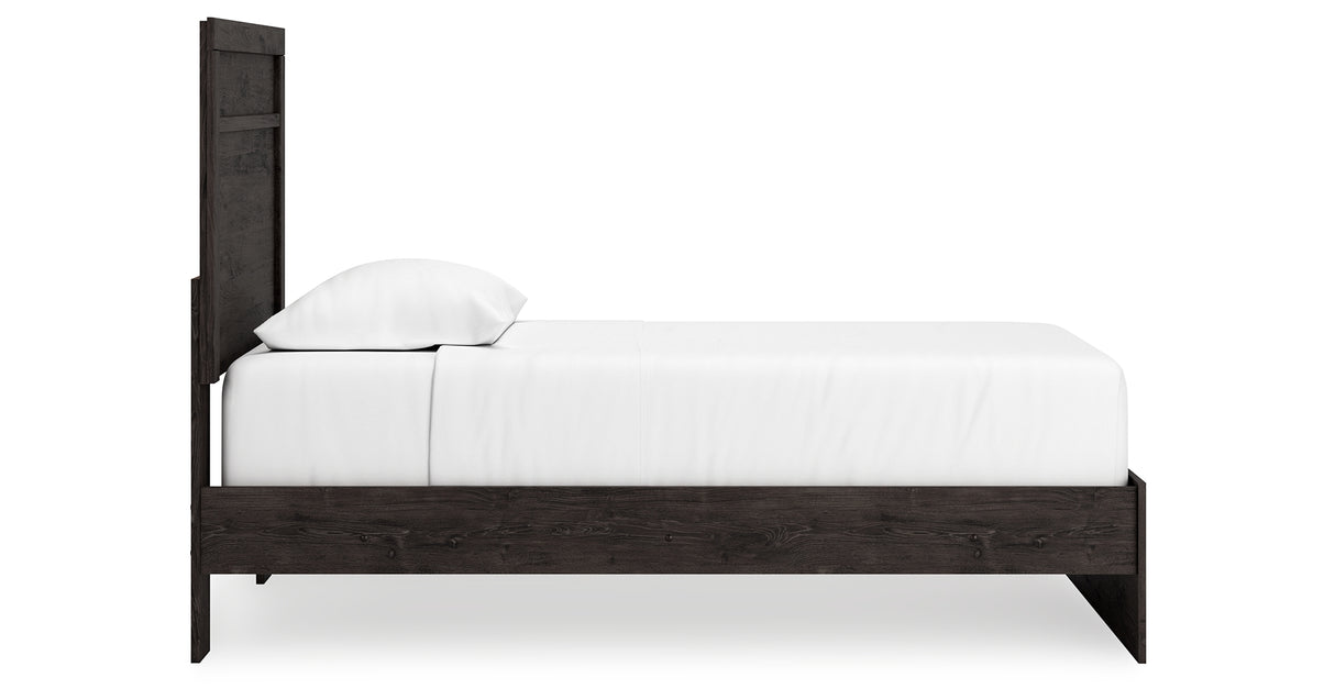 Belachime Twin Panel Bed with Mirrored Dresser, Chest and Nightstand in Charcoal from Ashley Furniture - Luna Furniture