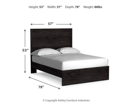 Belachime Full Panel Bed with 2 Nightstands in Charcoal from Ashley - Luna Furniture