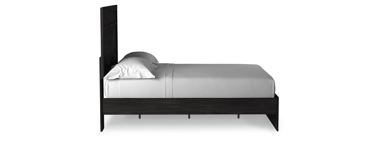 Belachime Charcoal Full Panel Bed with Mirrored Dresser, Chest and 2 Nightstands from Ashley Furniture - Luna Furniture