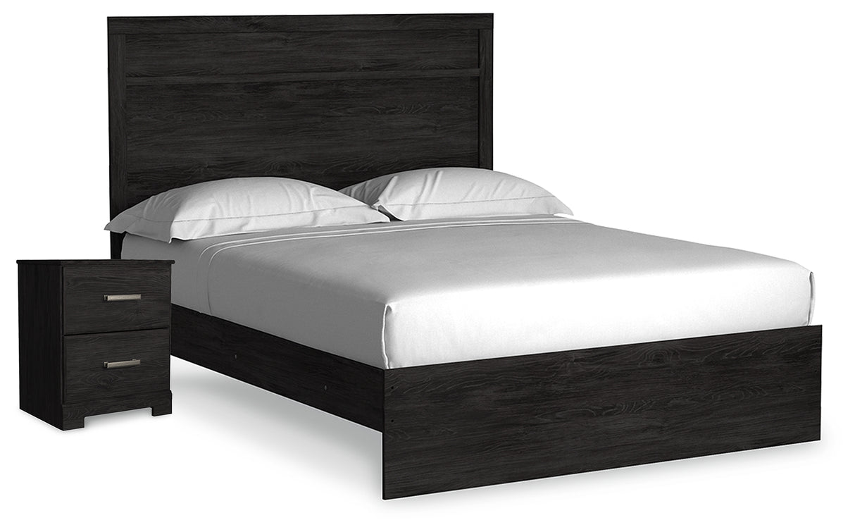 Belachime Charcoal Queen Panel Bed and Nightstand from Ashley - Luna Furniture