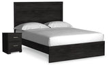 Belachime Charcoal Queen Panel Bed and Nightstand from Ashley - Luna Furniture